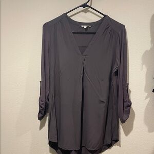 Pleione Anthropologie Charcoal V-Neck Blouse. Sz M